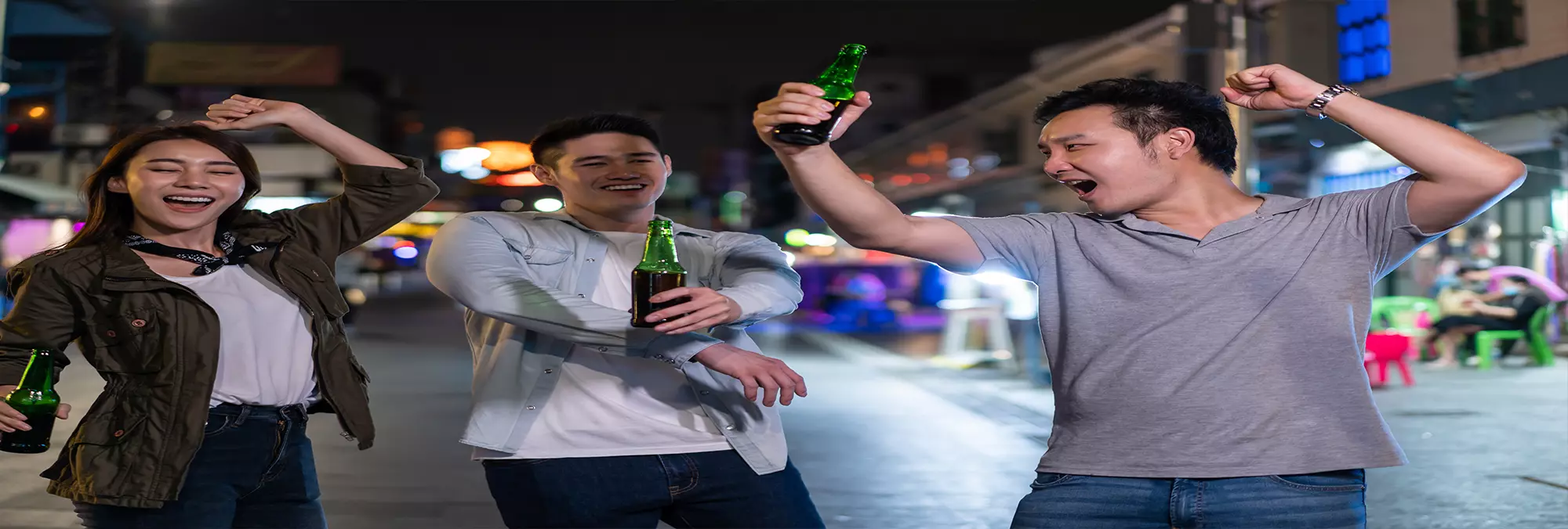 Friends enjoying an evening at a bar